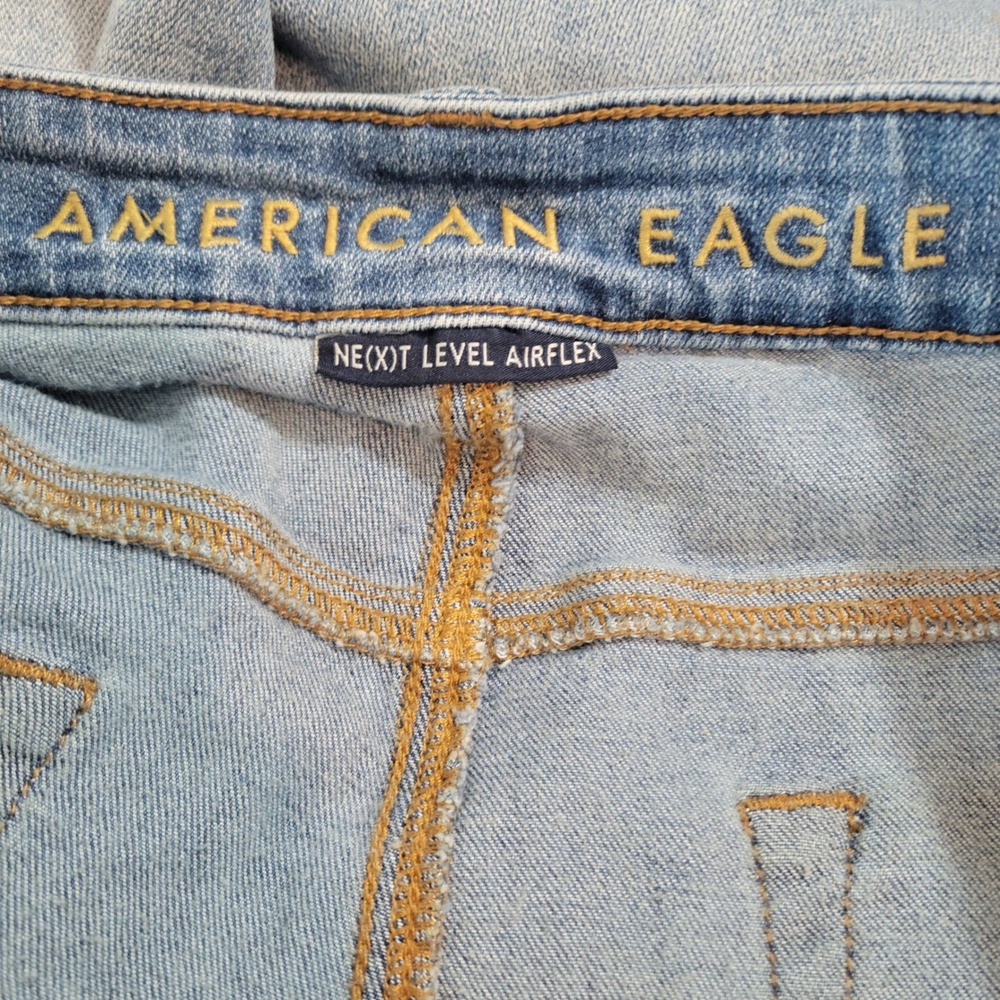 American Eagle Jeans Mens 33x34 Airflex Slim Straight Paint Splatter Distressed - Picture 10 of 14